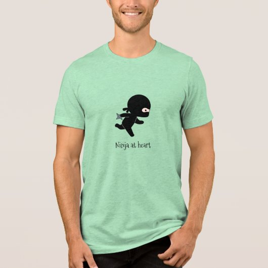 Tiny Running Ninja op Heart Tri-Blend Shirt (Voorkant)