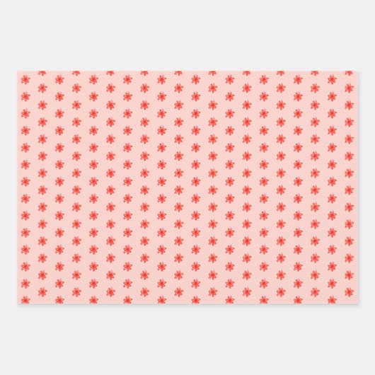 Tiny Scribled Daisies Rustieke grillige rode roze Inpakpapier Vel (Voorkant 3)