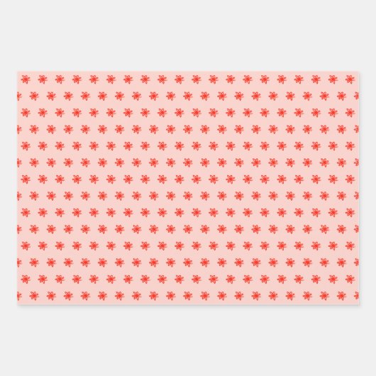 Tiny Scribled Daisies Rustieke grillige rode roze Inpakpapier Vel (Voorkant)