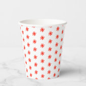 Tiny Scribled Daisies Rustieke grillige Rood Wit Papieren Bekers (Voorkant)