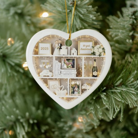 Tiny Shelves Personalized Wedding Anniversary Keramisch Ornament (Boom)