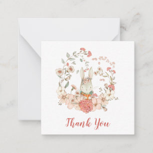 TINY SIZE Bunny Girl Baby shower Bedankt Notitiekaartje