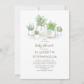 Tiny Succulents Mason Jars Rustiek Baby shower Kaart (Voorkant)