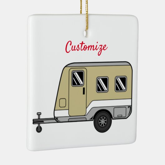 Tiny Tan Caravan Camper Thunder_Cove Keramisch Ornament (Rechts)