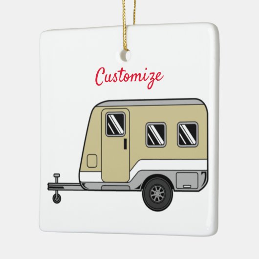 Tiny Tan Caravan Camper Thunder_Cove Keramisch Ornament (Links)