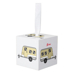 Tiny Tan Caravan Camper Thunder_Cove Kubus Ornament