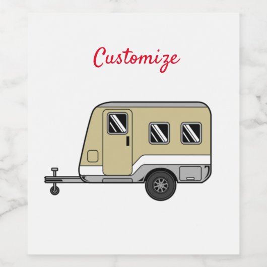 Tiny Tan Caravan Camper Thunder_Cove Wijn Etiket (Enkel label)