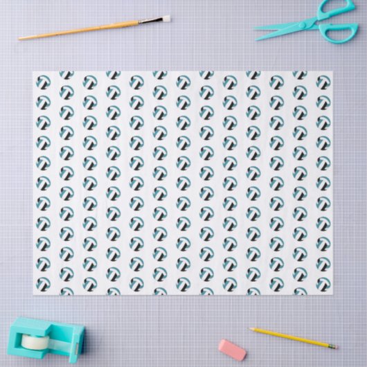 tiny teal black volleyballs pattern tissuepapier (Craft)