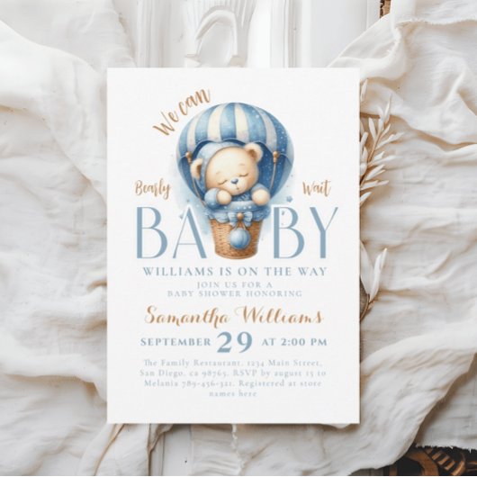 Tiny Teddy Bear blauwe luchtballon Kaart