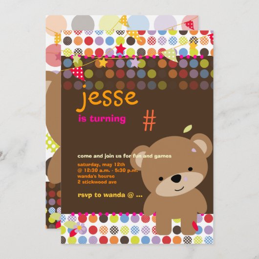 Tiny Teddy Bear Persoonlijke Partij Kaart (Voorkant / Achterkant)