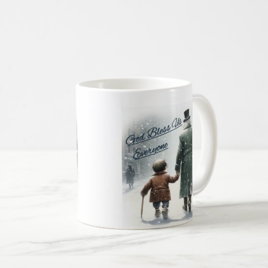 Tiny Tim en Scrooge Hand in Hand Coffee Mok (Voorkant rechts)
