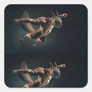 Tiny Titan – Minimalistische Surrealistische Eekho Vierkante Sticker