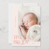 Tiny Toes Big Joy Peach Fotogeboorteaankondiging Aankondiging (Voorkant)