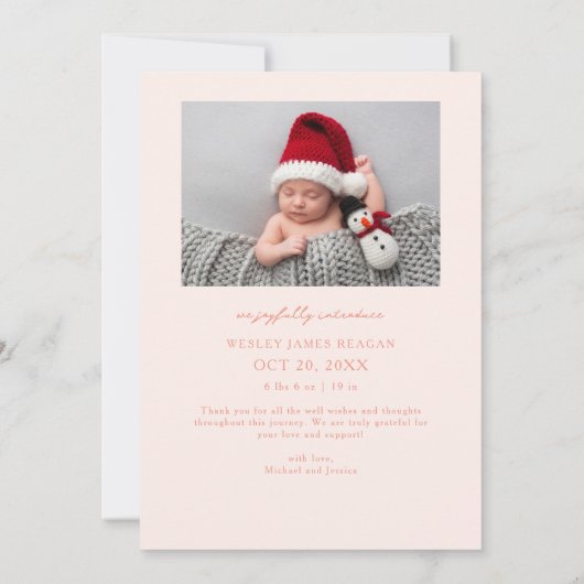 Tiny Toes Big Joy Peach Fotogeboorteaankondiging Aankondiging (Achterkant)