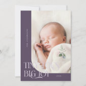 Tiny Toes Big Joy Plum Foto Geboorte Aankondiging (Voorkant)