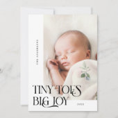 Tiny Toes Big Joy White Foto Aankondiging Geboorte (Voorkant)