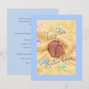 Tiny Toes Satijn Strik Baby Shower Uitnodiging