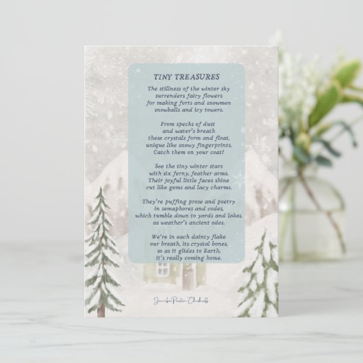 Tiny Treasures w/sneeuwskool Bedankkaart (Staand voorkant)