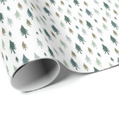 Tiny Trees Kerstfeestdag Pattern Cadeaupapier (Rol Hoek)