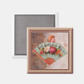 Tiny Victoriaans Dames Fan Print Magnet Magneet (Voorkant / Achterkant)