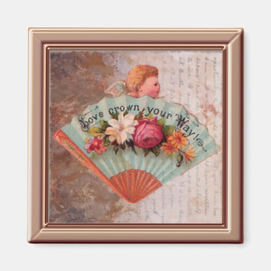 Tiny Victoriaans Dames Fan Print Magnet Magneet (Voorkant)