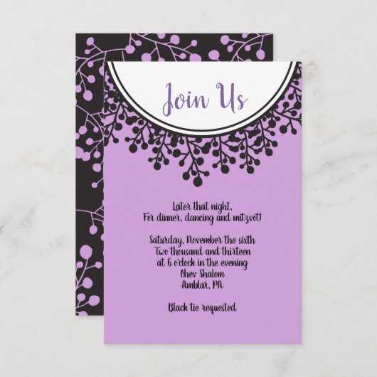 TINY VINES Circular Bat Mitzvah Reception Kaart (Voorkant / Achterkant)