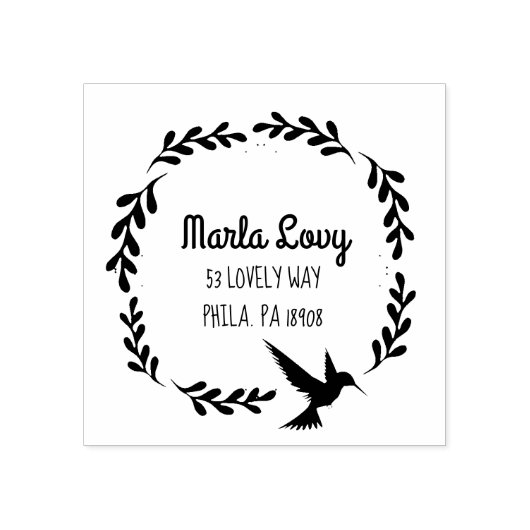 TINY VINES HUMMINGBIRD Retouradresstempel Rubberstempel (Afrduk)