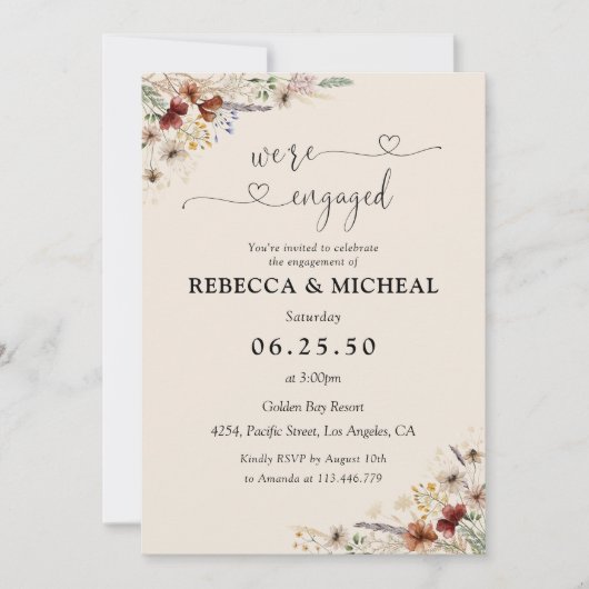 Tiny Wildflower Engagement Party Uitnodiging (Voorkant)