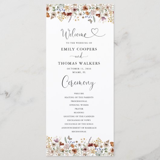 Tiny Wildflower huwelijksprogramma Programma (Voorkant)