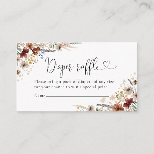 Tiny Wildflower Luier Raffle Behuizing Kaart (Voorkant)