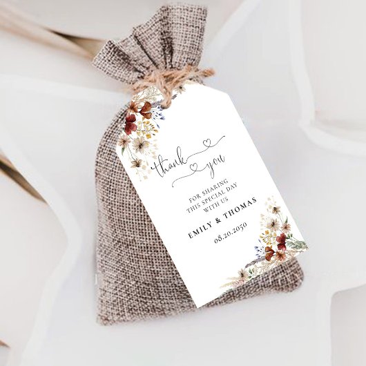 Tiny Wildflower Wedding Gift Label Cadeaulabel