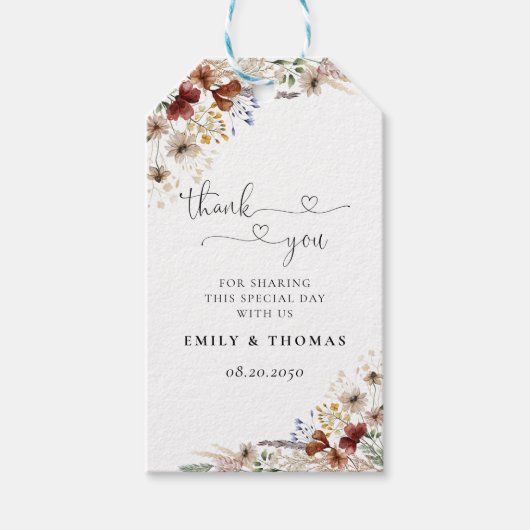 Tiny Wildflower Wedding Gift Label Cadeaulabel (Voorkant)