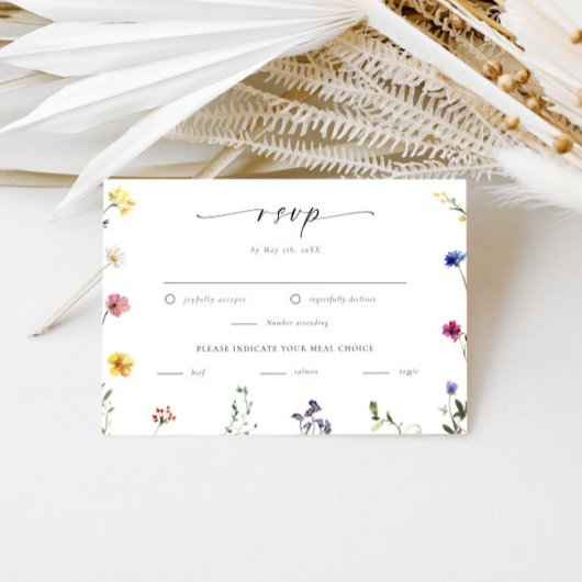 Tiny Wildflowers Bruiloft RSVP Kaartje