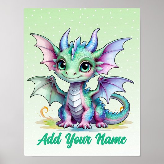 Tiny Wings Dragon – Personalized Kids Wall Art Poster (Voorkant)