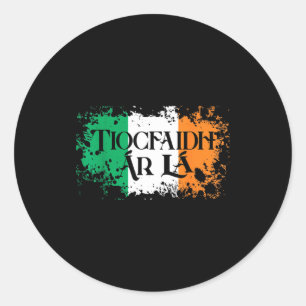 Tiocfaidh Ar La Vintage Ierland Ierse Vlag Voor Ma Ronde Sticker