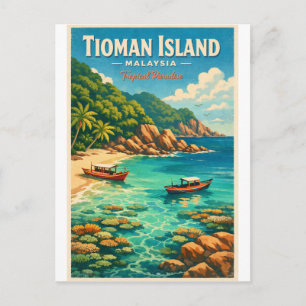 Tioman-eiland, Maleisië, in een levendig tropisch Briefkaart