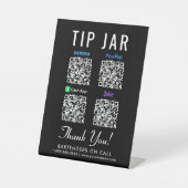 Tip Jar QR Code Venmo PayPal Cashapp Zelle Reclamebord Met Voetstuk (Voorkant)