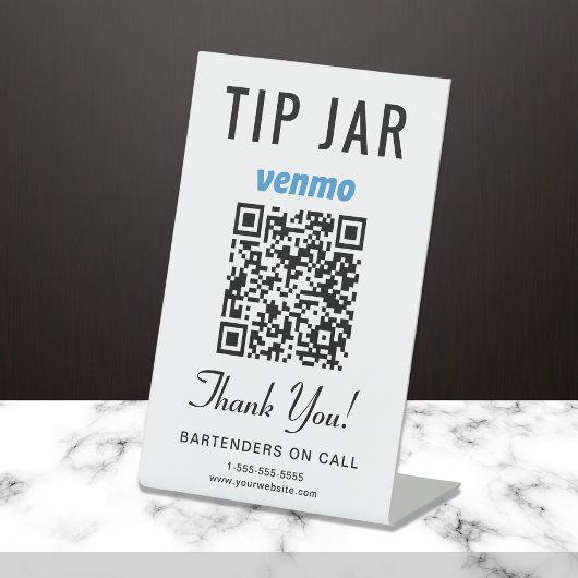 Tip Jar Venmo QR-code Reclamebord Met Voetstuk