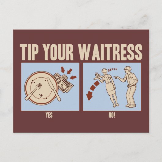 Tip je Waitress Briefkaart (Voorkant)