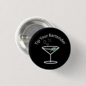 Tip Your Bartender Martini Pin Ronde Button 3,2 Cm (Voorkant /achterkant)