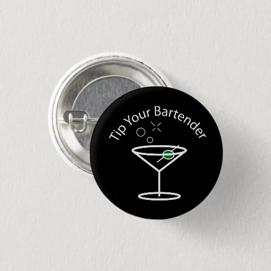 Tip Your Bartender Martini Pin Ronde Button 3,2 Cm (Voorkant /achterkant)
