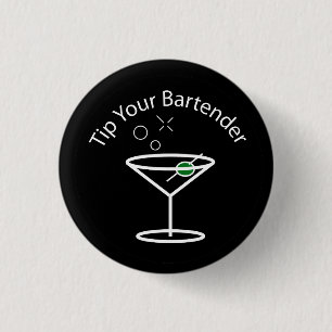 Tip Your Bartender Martini Pin Ronde Button 3,2 Cm