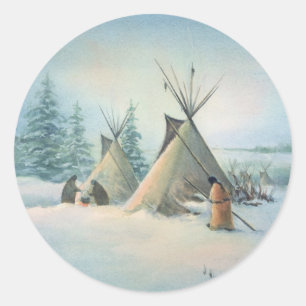 TIPI CAMP SQUAW door SHARON SHARPE Ronde Sticker