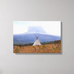 Tipi, Chief Mountain, Montana Canvas Afdruk