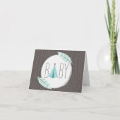 Tipi de turquoise + Carte de bébé de plumes (Devant)