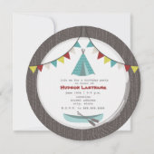 Tipi fête d'anniversaire Invitation rond Turquoise (Dos)