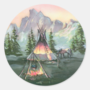 TIPI FIRE & APPALOOSA door SHARON SHARPE Ronde Sticker