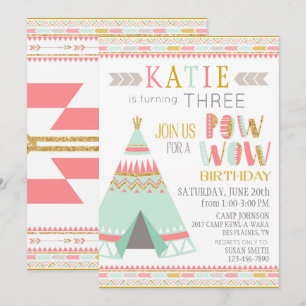 Tipi Indiaanse Pow Wow Verjaardag Kaart