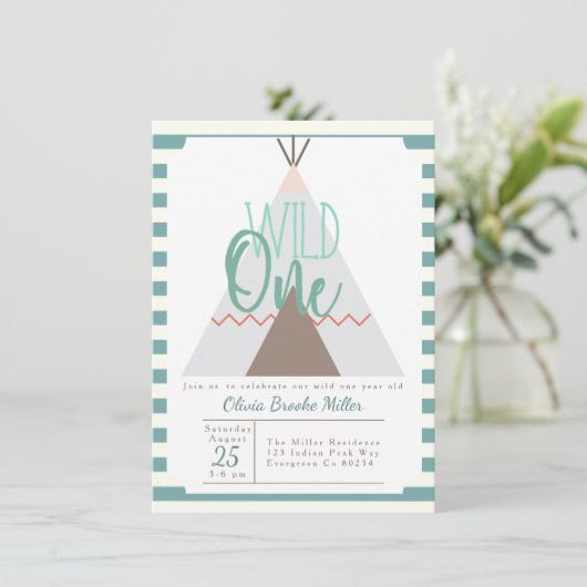 Tipi natif | Wild One Birthday Party Invitation (Debout devant)