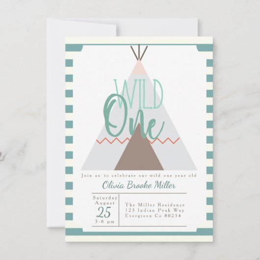 Tipi natif | Wild One Birthday Party Invitation (Devant)